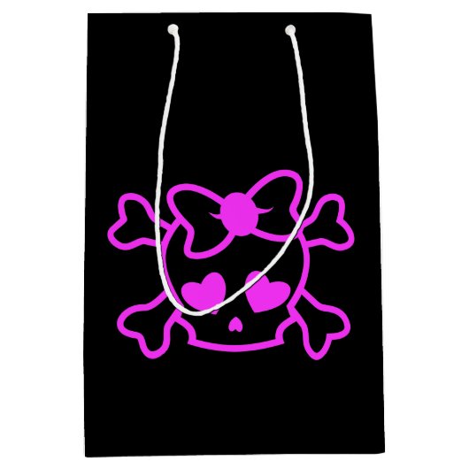 Roze meisjes emo schedel met boegtienermeisje zwar medium cadeauzakje (Voorkant)