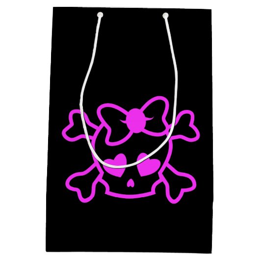 Roze meisjes emo schedel met boegtienermeisje zwar medium cadeauzakje (Achterkant)