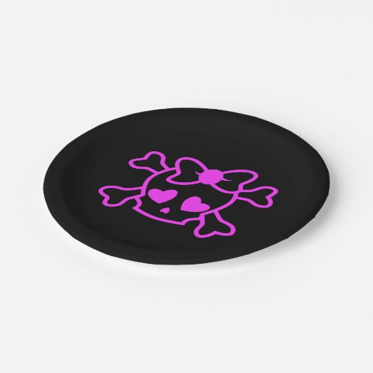 Roze meisjes emo schedel met boegtienermeisje zwar papieren bordje (Gekanteld)