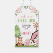 Roze meisjes Floral Barn Farm Animals Cadeaulabel (Voorkant)