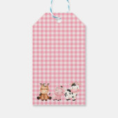 Roze meisjes Floral Barn Farm Animals Cadeaulabel (Achterkant)