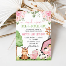 Roze meisjes Floral Barn Farm Animals