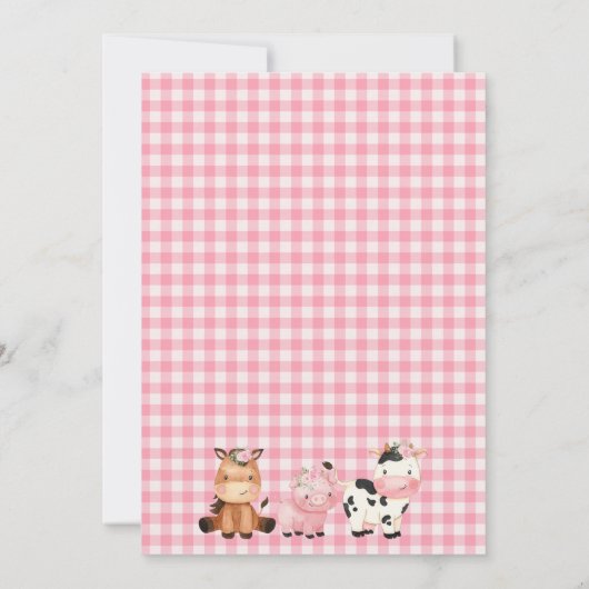 Roze meisjes Floral Barn Farm Animals Kaart (Achterkant)