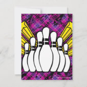 Roze Meisjes Foto Bowling Party Uitnodiging (Achterkant)