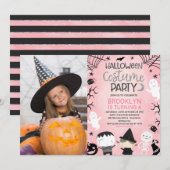 Roze Meisjes Foto Halloween Party Verjaardag Kaart (Voorkant / Achterkant)