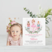 Roze meisjes Foto Suar Plum Fairy Birthday Kaart (Staand voorkant)