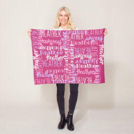 Roze Meisjes Gepersonaliseerde Aangepaste Naam Fleece Deken