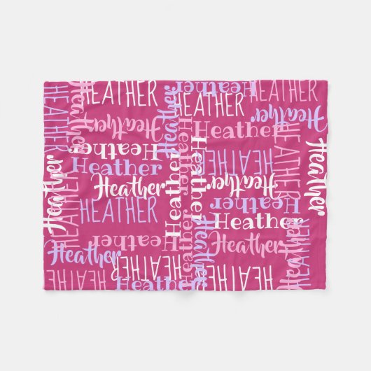 Roze Meisjes Gepersonaliseerde Aangepaste Naam Fleece Deken (Voorkant (Horizontaal))