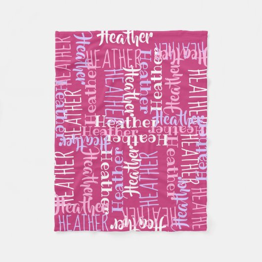 Roze Meisjes Gepersonaliseerde Aangepaste Naam Fleece Deken (Voorkant)