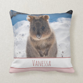 Roze meisjes gepersonaliseerde Quokka Cushion Kussen