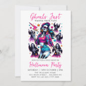 Roze Meisjes Ghouls Night Out Volwassen Halloween  Kaart (Voorkant)