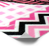 Roze meisjes Kamer Chevron Stripes Owl Art Poster (Hoek)