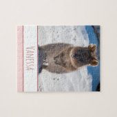 Roze meisjes Kinder Quokka strand Aangepast Puzzle Legpuzzel (Horizontaal)