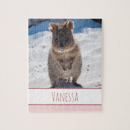 Roze meisjes Kinder Quokka strand Aangepast Puzzle Legpuzzel (Verticaal)