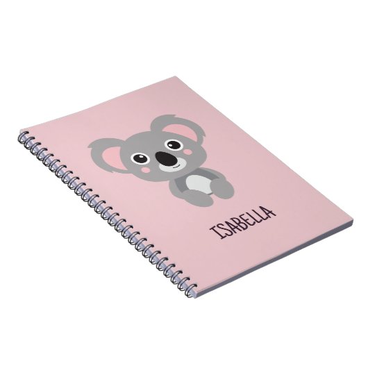Roze meisjes Koala - Aangepaste naam Notitieboek (Rechterzijde)