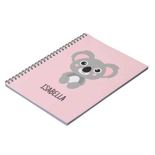 Roze meisjes Koala - Aangepaste naam Notitieboek (Linkerzijde)