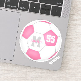 Roze meisjes met witte voetbal, gepersonaliseerd sticker
