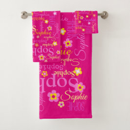 Roze meisjes naam bloem graphic Sophie handdoeken
