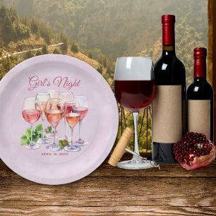Roze Meisjes Nacht Wijn  Papieren Bordje