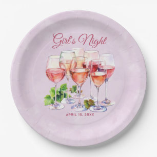 Roze Meisjes Nacht Wijn  Papieren Bordje