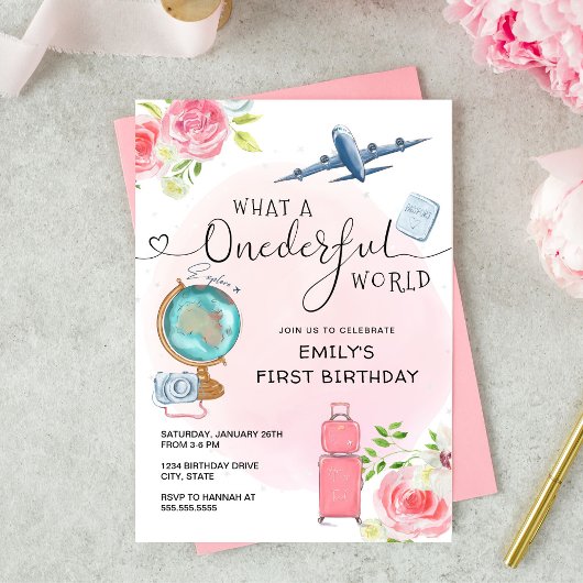 Roze meisjes op de eerste verjaardag van de aarde kaart