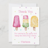 Roze meisjes Popsicle Birthday Party Hartelijk dan Kaart (Voorkant)