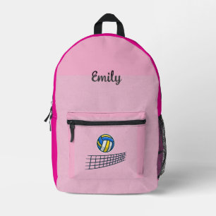 Roze Meisjes School Volleybal Personaliseer Bedrukte Rugzak