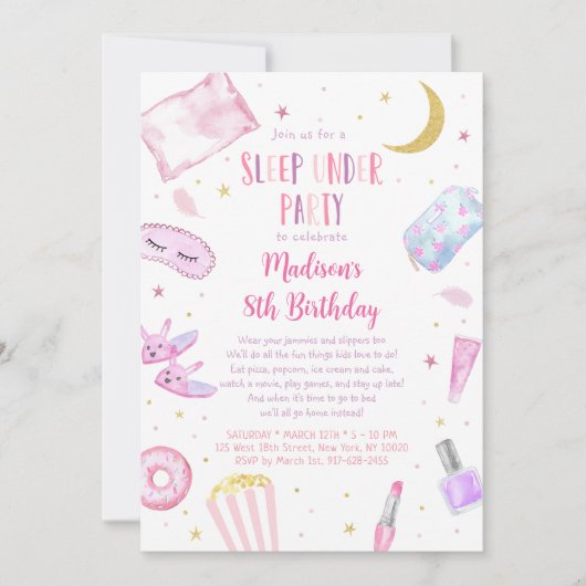 Roze meisjes slapen onder de verjaardag kaart (Voorkant)