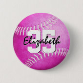 roze meisjes softball op maat ronde button 5,7 cm (Voorkant)