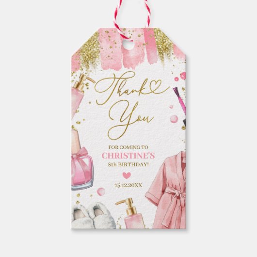 Roze Meisjes Spa Feest Bedankt Label Cadeaulabel (Voorkant)