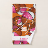 Roze Meisjes Sport Basketbal Speler Naam Handdoek (Handdoek)