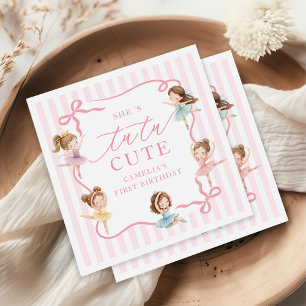 Roze Meisjes Strik Tutu Ballerina 1e Verjaardag Servet