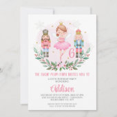 Roze meisjes Sugar Plum Fairy Birthday Invitation Kaart (Voorkant)