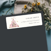 Roze Meisjes Tent Sleepover Slumber Party Adres Etiket