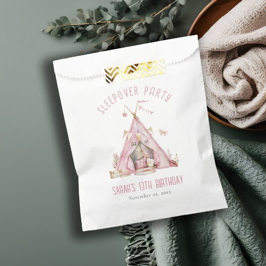 Roze Meisjes Tent Sleepover Slumber Verjaardagsfee Bedankzakje