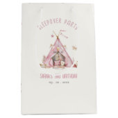 Roze Meisjes Tent Sleepover Slumber Verjaardagsfee Medium Cadeauzakje (Voorkant)