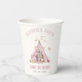 Roze Meisjes Tent Sleepover Slumber Verjaardagsfee Papieren Bekers (Voorkant)
