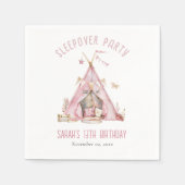 Roze Meisjes Tent Sleepover Slumber Verjaardagsfee Servet (Voorkant)