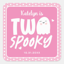 Roze Meisje's Twee Spooky Halloween 2e Verjaardag Vierkante Sticker