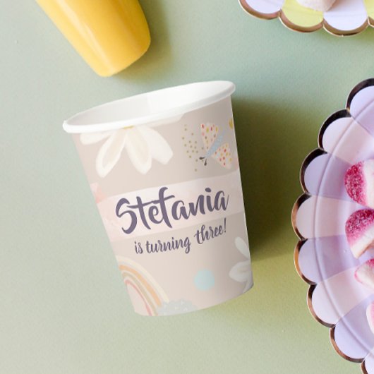 Roze Meisjes Verjaardag Custom Papieren Beker
