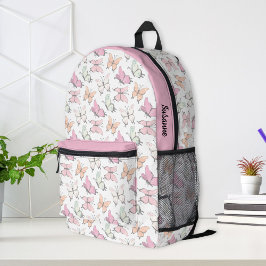 Roze Meisjes Vlinderpatroon Bedrukte Rugzak