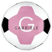 Roze meisjesaangepaste naam en Monogram letter Voetbal (Gedraaid)