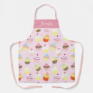 Roze Meisjesachtig Cupcake Schort voor Vrouwen op