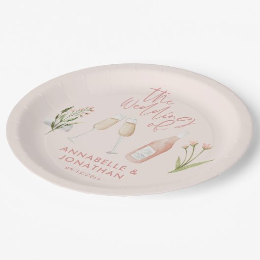 Roze meisjesachtig delicate mooie moderne wilde bl papieren bordje (Gekanteld)