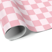 Roze Meisjesachtig Geruit Geruit Motief Retro Cadeaupapier (Rol Hoek)