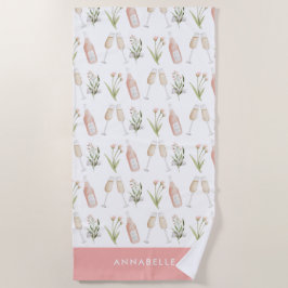 Roze meisjesachtig moderne drankjes vrijgezellenfe strandlaken