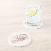 Roze meisjesachtig roze goud modern stijlvol elega zandsteen onderzetter (Zijkant)