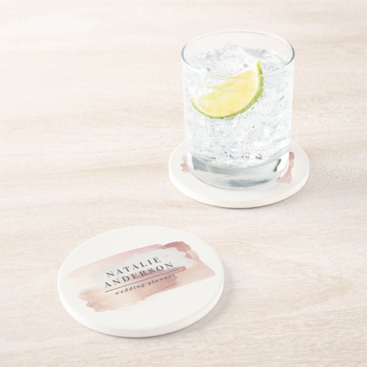 Roze meisjesachtig roze goud modern stijlvol elega zandsteen onderzetter (Zijkant)