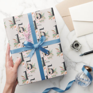 Roze meisjesachtig waterverf bloemige leeftijd ele cadeaupapier
