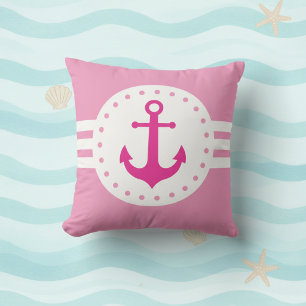 Roze Meisjesachtige Anker Worp Kussen